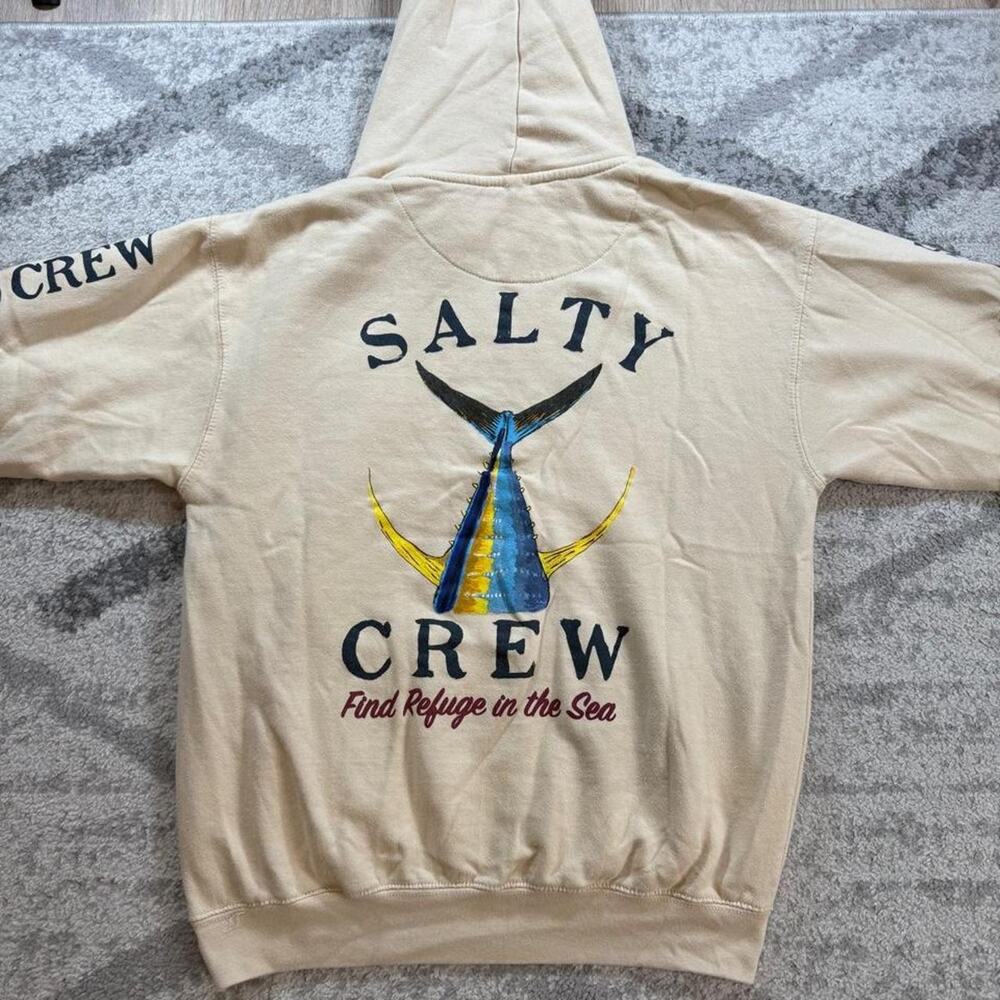 Salty Crew Hoodie Cream color size medium. Find refuge in the sea (see fit)